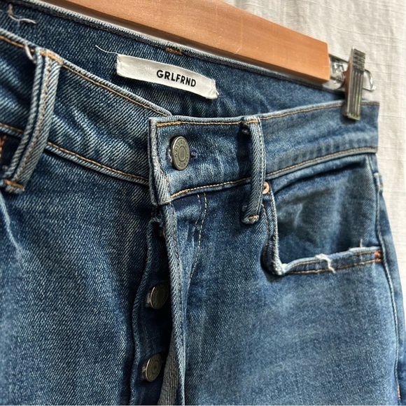 GRLFRND Helena button Fly High rise raw hem jeans size 27 - Picture 7 of 9
